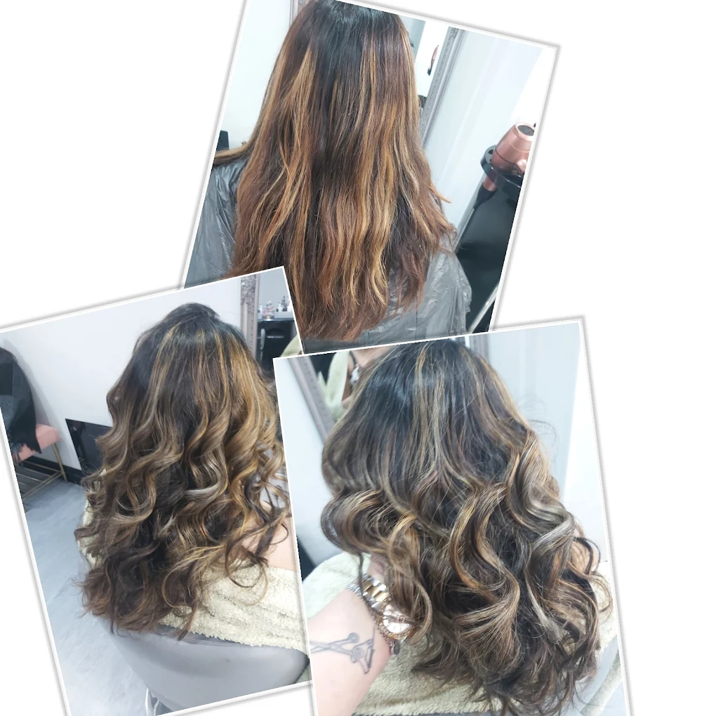 Long layered curls before and after styling